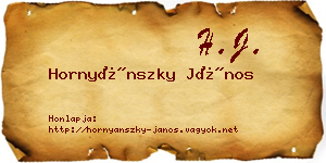 Hornyánszky János névjegykártya